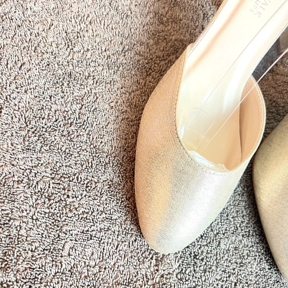 Touch Ups Womens 8M Amanda Champagne Gold Closed Toe Block Heels Pumps Shoes - Picture 3 of 13